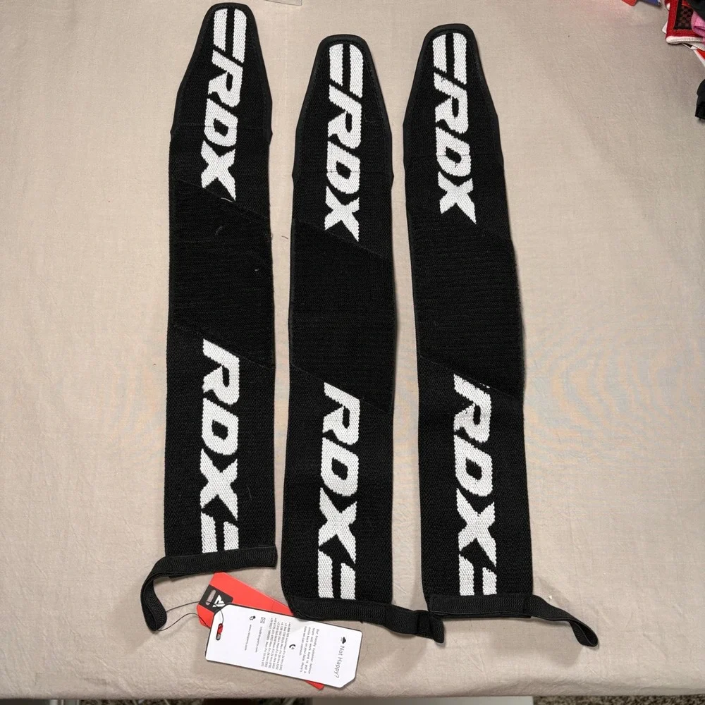 RDX Weightlifting Wrist Wraps Heavy Duty Gym Support Straps Black‎ White NWT